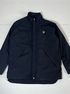 Carhartt C72 Black Size L Mesh Lined Shoreline Work Zip Coat Jacket Waterproof
